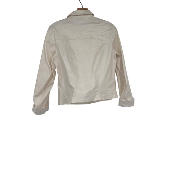 Lola & Sophie Womens Ivory foiled animal print denim jacket cropped size medium - Picture 3 of 4